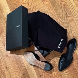 Vince Elegant Black Leather Slip-Ons